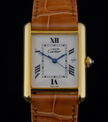 Cartier Tank Must Large 2413 Gold Vermeil 25mm White Roman Dial Quartz Watch