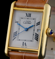 Cartier Tank Must Large 2413 Gold Vermeil 25mm White Roman Dial Quartz Watch