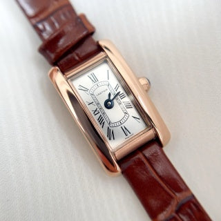 Cartier Tank Américaine Large 23 x 41 mm Quartz Watch, Roman Numeral Dial, Leather Strap
